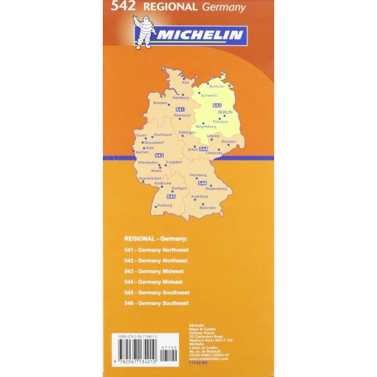 Χάρτης Βορειοανατολικής Γερμανίας Michelin road map 1:350.000 Χάρτης Βορειοανατολικής Γερμανίας Michelin road map 1:350.000