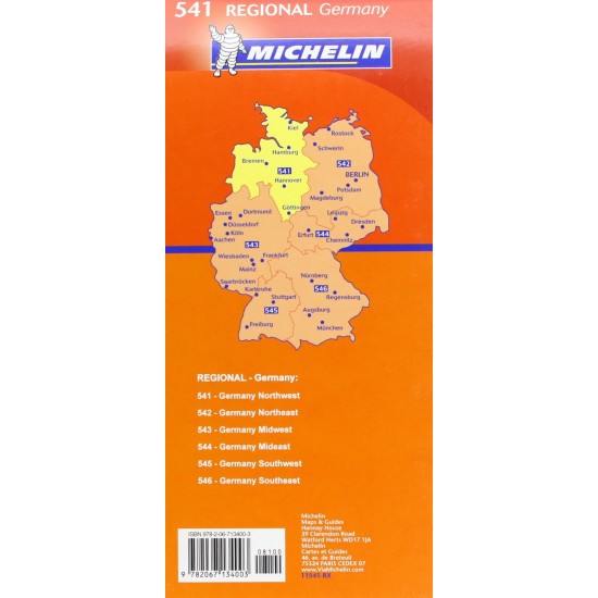 Χάρτης Βορειοδυτικής Γερμανίας Michelin road map 1:350.000 Χάρτης Βορειοδυτικής Γερμανίας Michelin road map 1:350.000