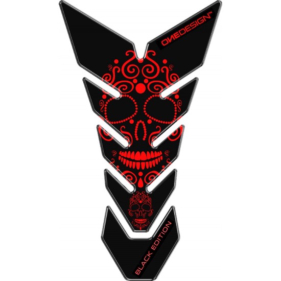 Tankpad One Design black edition skull 3 fluo κόκκινο μαύρο Tankpad One Design black edition skull 3 fluo κόκκινο μαύρο