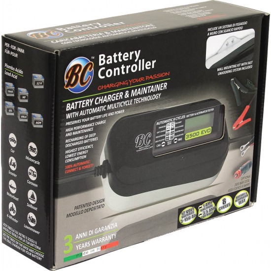 Φορτιστής-συντηρητής μπαταρίας και tester BC Battery Controller 3500 EVO+ με οθόνη ενδείξεων Φορτιστής-συντηρητής μπαταρίας και tester BC Battery Controller 3500 EVO+ με οθόνη ενδείξεων