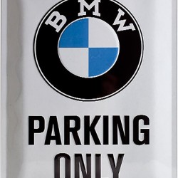 Πινακίδα μεγάλη με λογότυπο BMW Parking Only λευκή