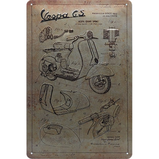 Πινακίδα μεσαία με λογότυπο Vespa GS