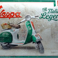 Πινακίδα με λογότυπο Vespa Italian Legend