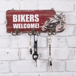 Κρεμάστρα τοίχου 6 θέσεων ρετρό "Bikers Welcome"