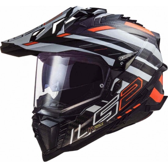 Κράνος LS2 Explorer C MX701 Edge μαύρο πορτοκαλί άσπρο Κράνος LS2 Explorer C MX701 Edge μαύρο πορτοκαλί άσπρο