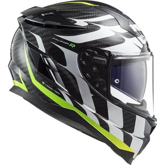 Κράνος LS2 Challenger Carbon FF327 C Flames λευκό-neon κίτρινο Κράνος LS2 Challenger Carbon FF327 C Flames λευκό-neon κίτρινο