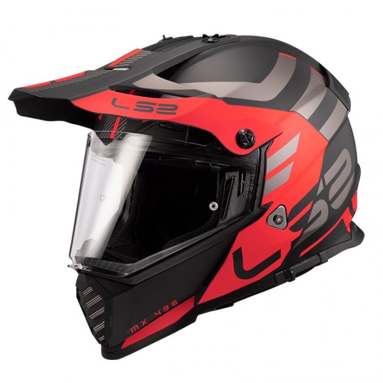 Κράνος LS2 Dual Sport  MX436 Pioneer-EVO Adventurer μαύρο ματ κόκκινο