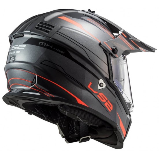 Κράνος LS2 Dual Sport MX436 Pioneer-EVO Knight τιτάνιο fluo πορτοκαλί Κράνος LS2 Dual Sport MX436 Pioneer-EVO Knight τιτάνιο fluo πορτοκαλί