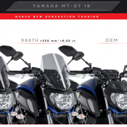 Ζελατίνα PUIG New Generation Naked Touring Yamaha MT-07 18-20 σκούρο φιμέ