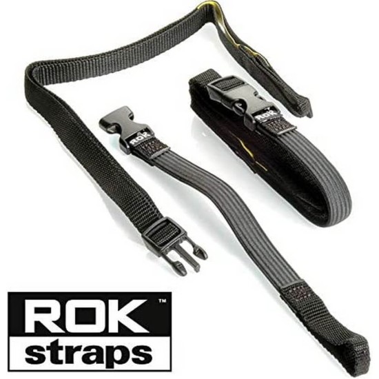 Ελαστικοί ιμάντες ρυθμιζόμενοι ROKStraps 45-150 εκ. μαύροι (σετ των 2 - 25 χιλ πλάτος)