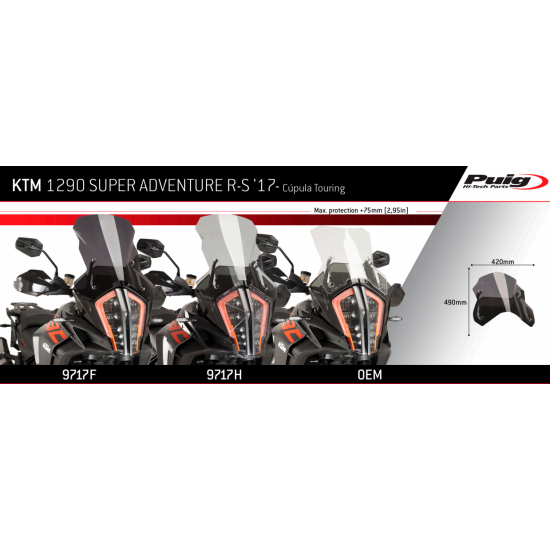 Ζελατίνα Puig Touring KTM 1290 Super Adventure S/R διάφανη -20 (δεύτερη έκδοση)