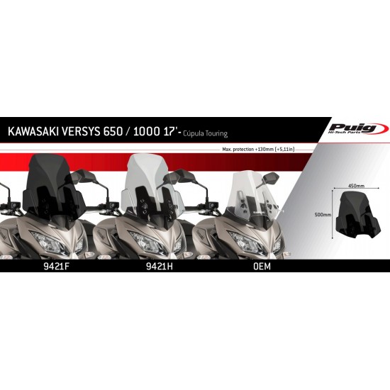 Ζελατίνα Puig touring Kawasaki Versys 650 15- διάφανη