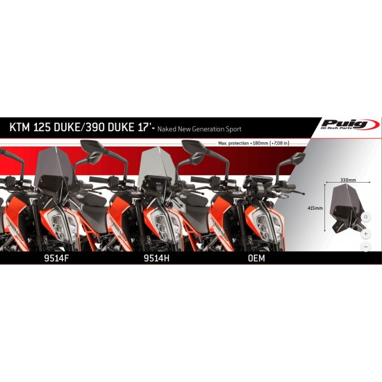 Ζελατίνα Puig Naked New Generation Sport KTM 125-390 Duke 17- ελαφρώς φιμέ Ζελατίνα Puig Naked New Generation Sport KTM 125-390 Duke 17- ελαφρώς φιμέ