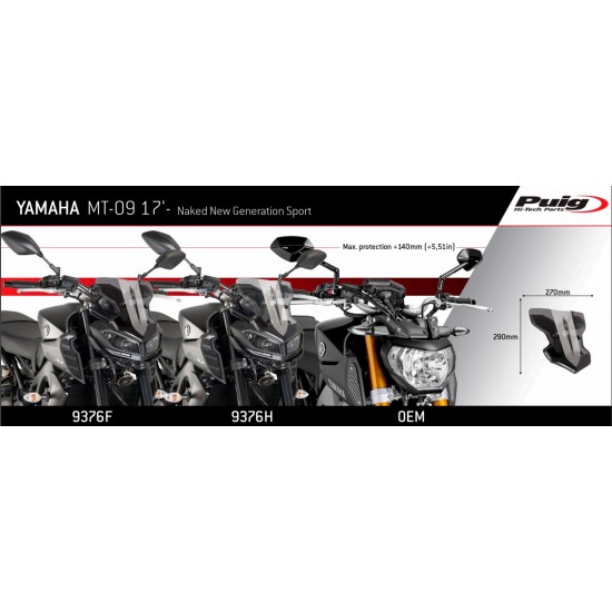 Ζελατίνα PUIG Naked New Generation Sport Yamaha MT-09 17-20 κόκκινη Ζελατίνα PUIG Naked New Generation Sport Yamaha MT-09 17-20 κόκκινη