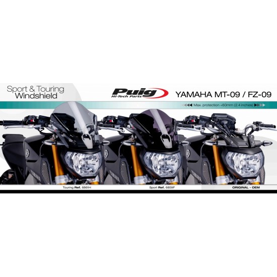 Ζελατίνα PUIG Naked New Generation Touring Yamaha MT-09 -16 διάφανη Ζελατίνα PUIG Naked New Generation Touring Yamaha MT-09 -16 διάφανη