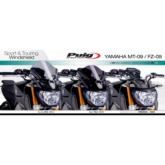 Ζελατίνα PUIG Naked New Generation Sport Yamaha MT-09 -16 διάφανη Ζελατίνα PUIG Naked New Generation Sport Yamaha MT-09 -16 διάφανη