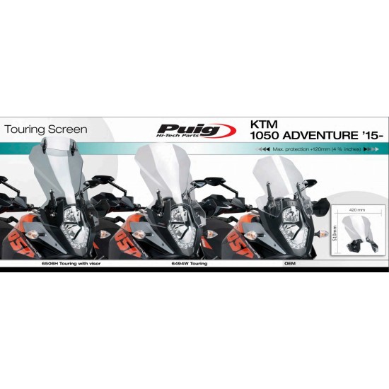 Ζελατίνα Puig Touring KTM 1090 Adventure/R ελαφρώς φιμέ Ζελατίνα Puig Touring KTM 1090 Adventure/R ελαφρώς φιμέ