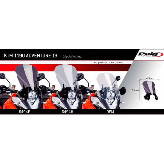 Ζελατίνα Puig Touring KTM 1190 Adventure/R ελαφρώς φιμέ Ζελατίνα Puig Touring KTM 1190 Adventure/R ελαφρώς φιμέ