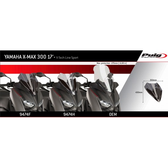 Ζελατίνα Puig V-Tech Sport Yamaha X-Μax 300 17- μαύρη Ζελατίνα Puig V-Tech Sport Yamaha X-Μax 300 17- μαύρη