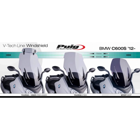 Ζελατίνα Puig V-Tech Sport BMW C 600 Sport διάφανη Ζελατίνα Puig V-Tech Sport BMW C 600 Sport διάφανη