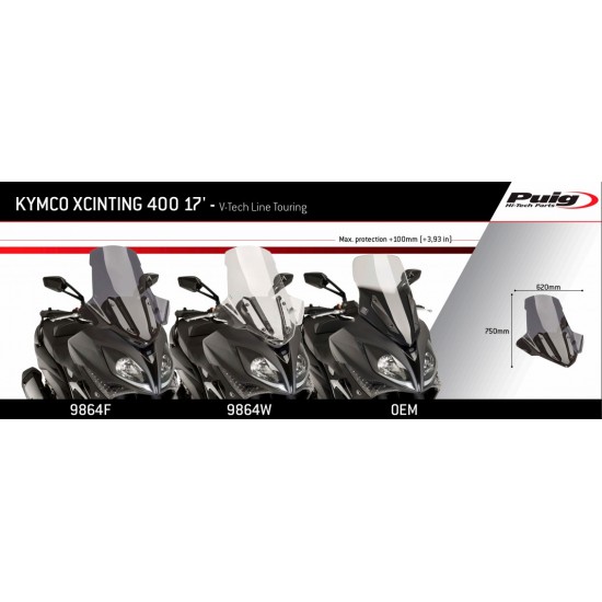 Ζελατίνα Puig V-Tech Touring Kymco Xciting 400i 17- διάφανη Ζελατίνα Puig V-Tech Touring Kymco Xciting 400i 17- διάφανη